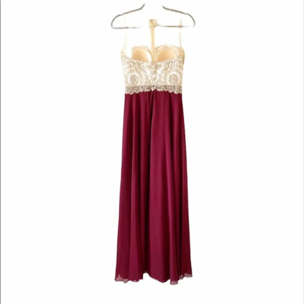 Babyonline D.R.E.S.S. Sequin Rhinestone Insert Floral Embroidered Chiffon Prom S - Picture 2 of 11
